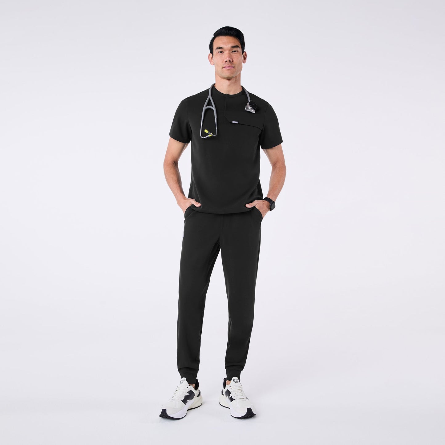 Corfield Henley Scrub Top - Black