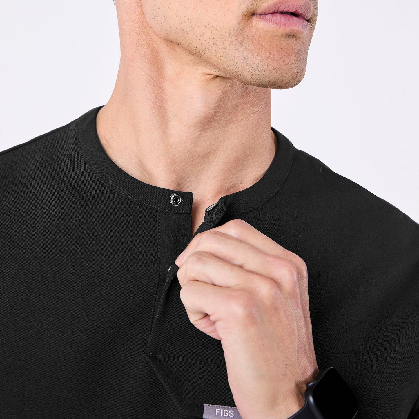 Corfield Henley Scrub Top - Black
