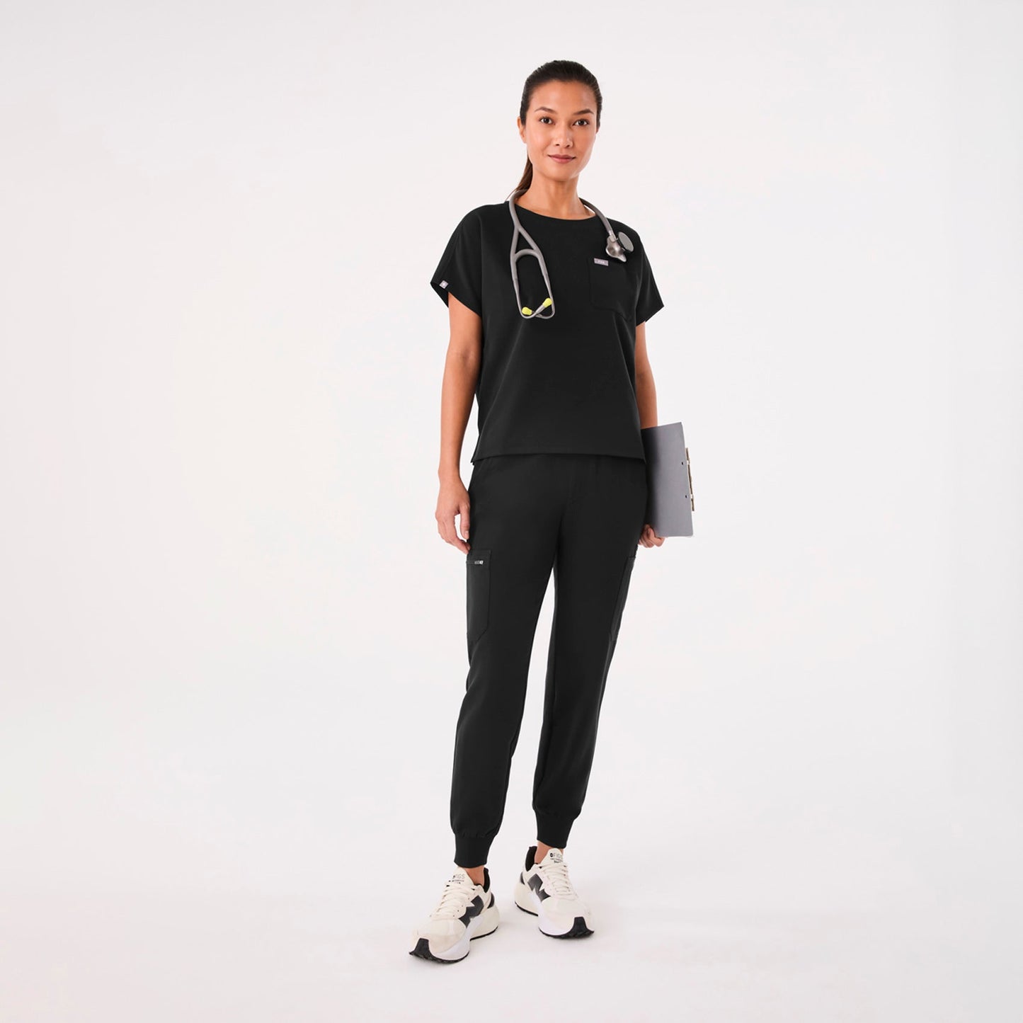 Arua Relaxed Scrub Top - Black