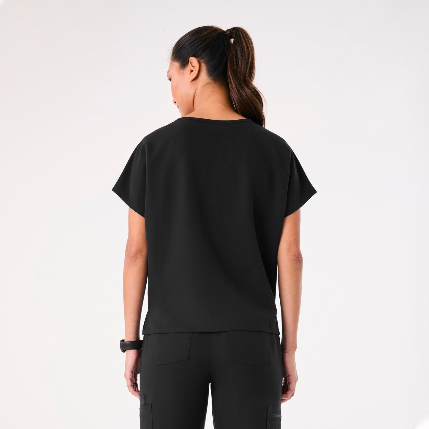 Arua Relaxed Scrub Top - Black